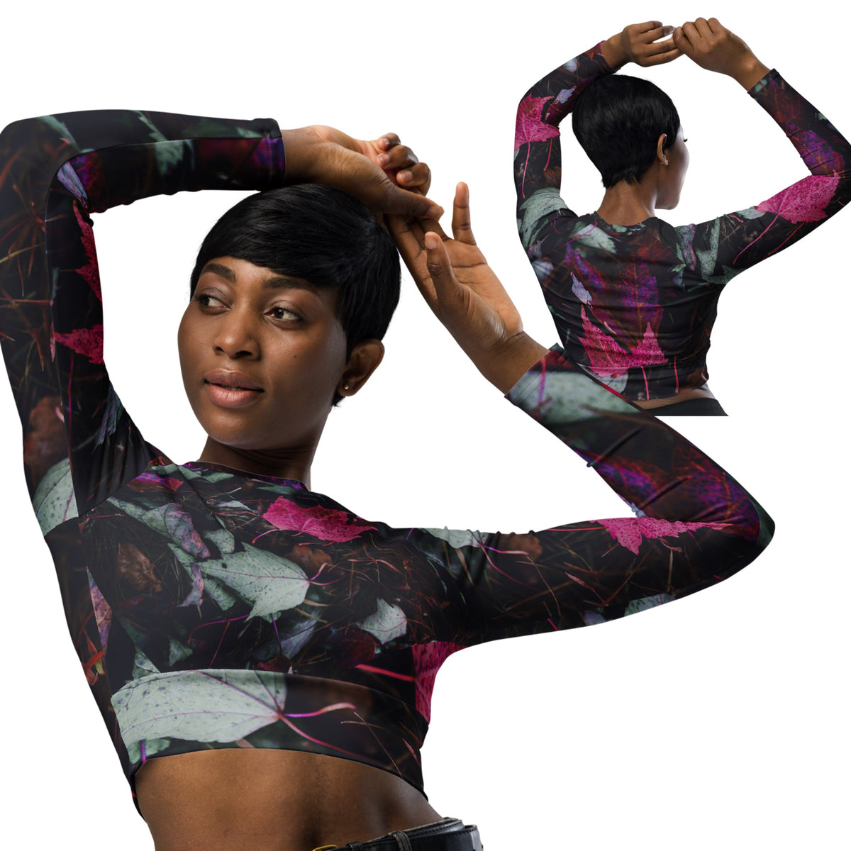 Long Sleeved Gym Cropped Top, Fall Workout or Running Activewear or 