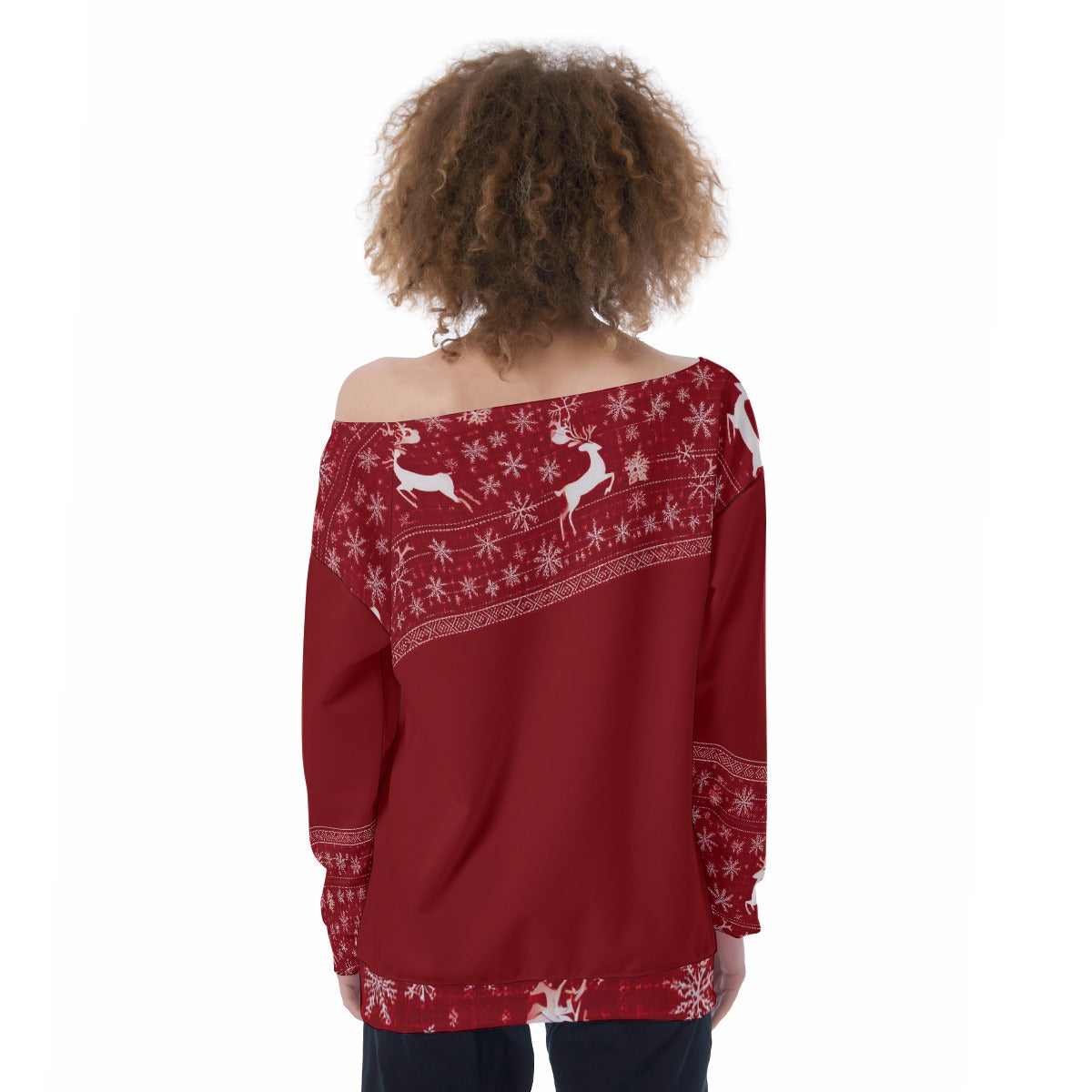 Oversized Women's Off-Shoulder Christmas Sweatshirt. Christmas Party Sweater Alternative . WickedYo.