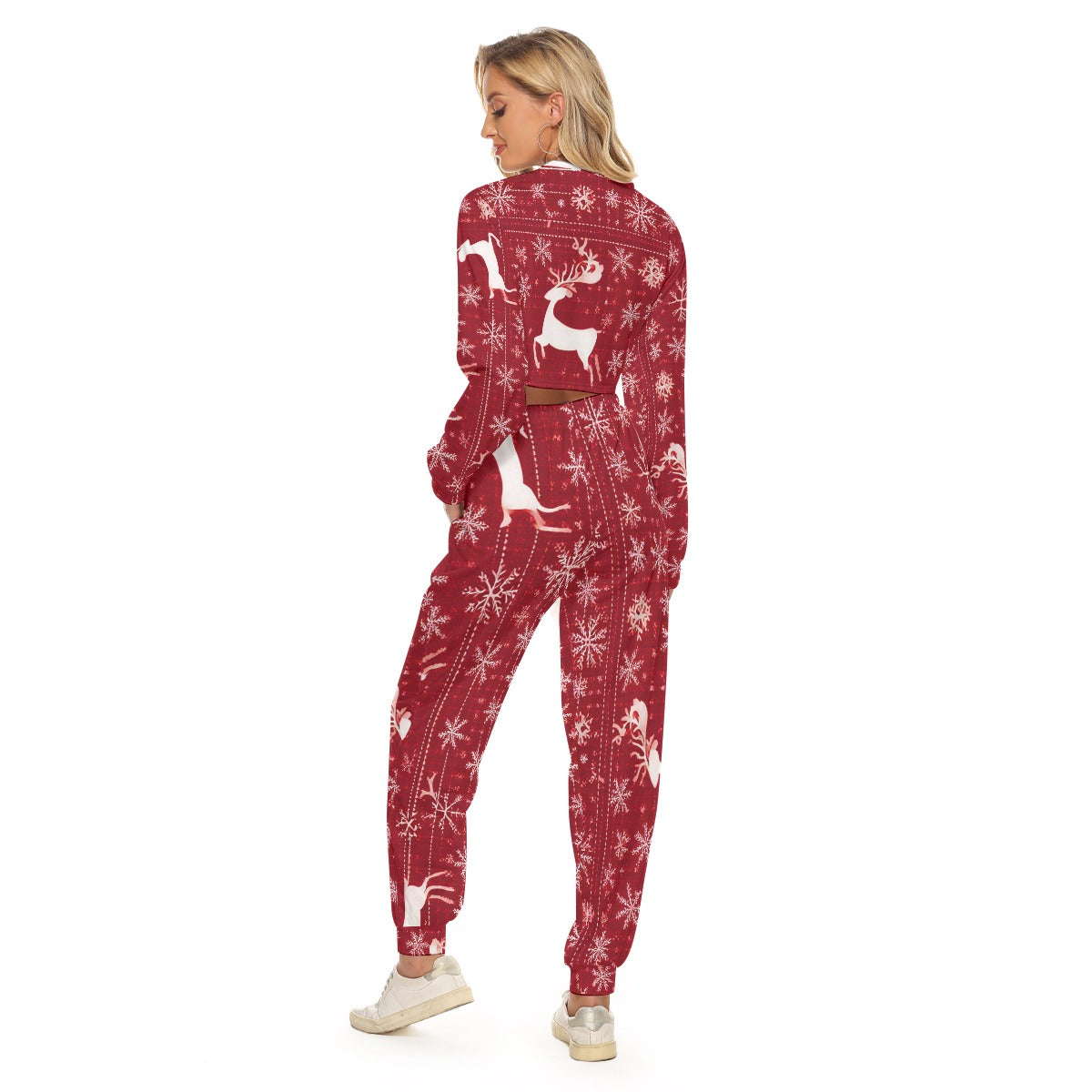 Women's Christmas Cropped Sweatshirt & Pant Set. Christmas Sweater Top & Joggers. WickedYo.
