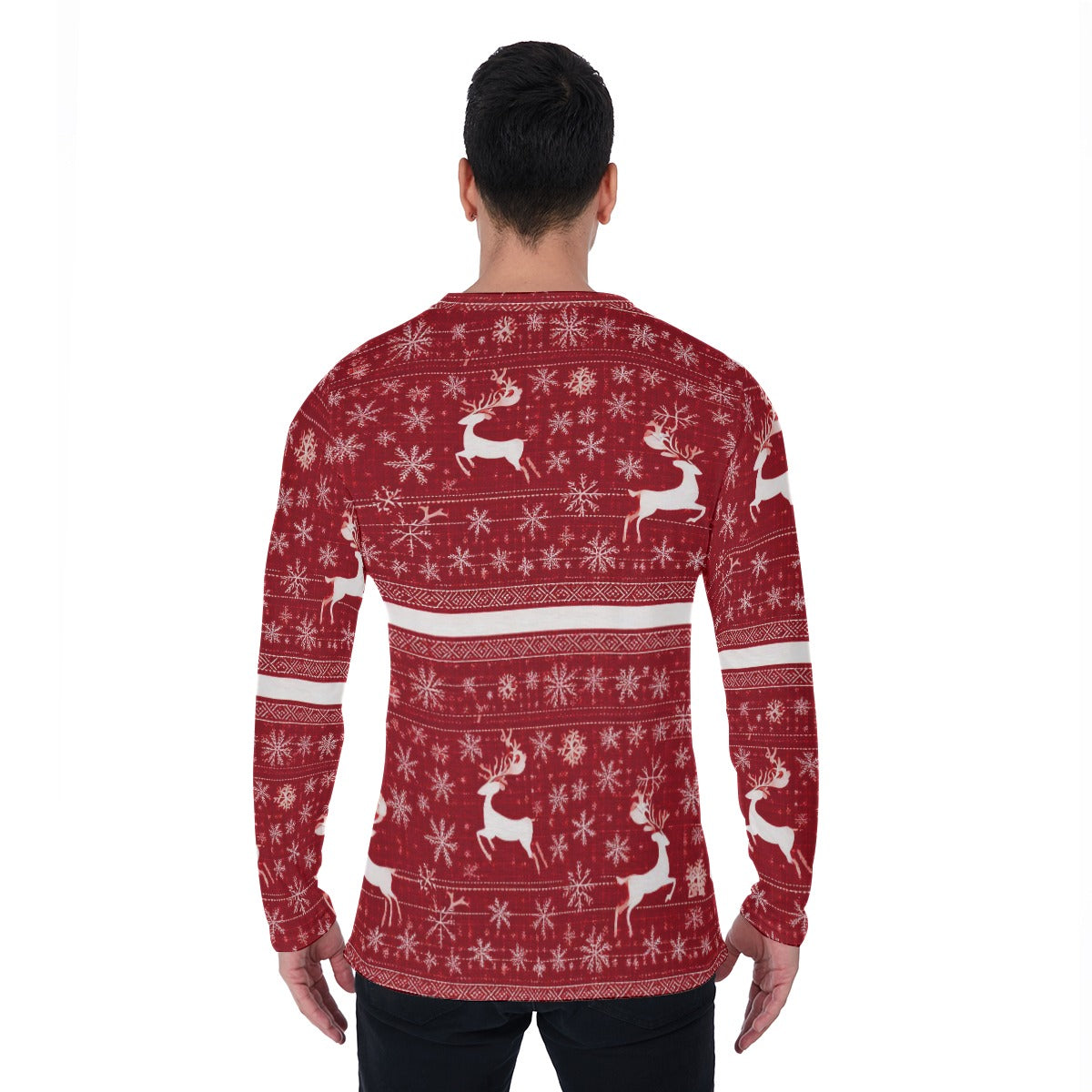 Men's Christmas Long Sleeve Pullover. Red Sweatshirt or Sweater for the Holiday Party. WickedYo.
