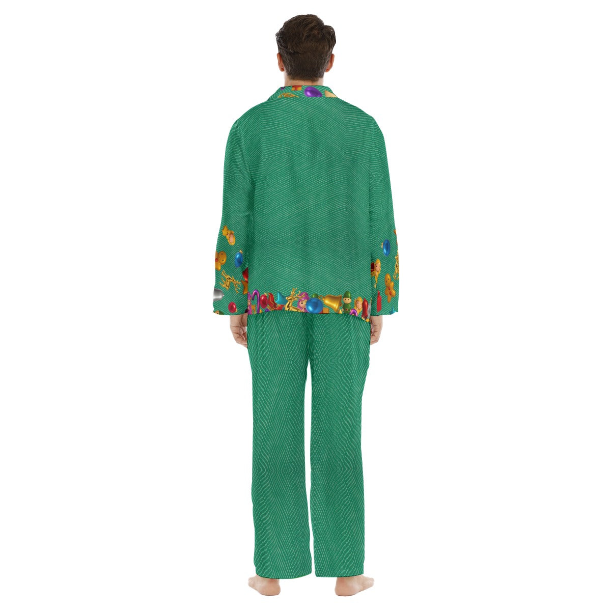 Men's Christmas Pajama Set. Christmas Green & Santa "Merry Christmas" PJs. WickedYo.