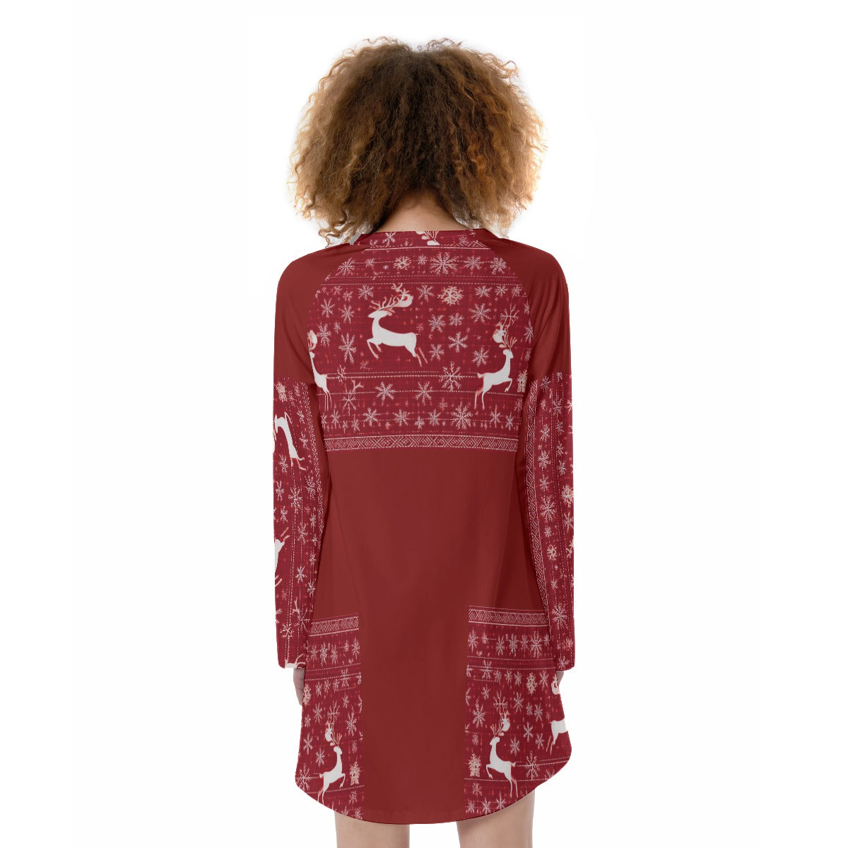 Women's Raglan Sleeve Christmas Dress. Red & White Christmas Lunch or Party Dress. From WickedYo.