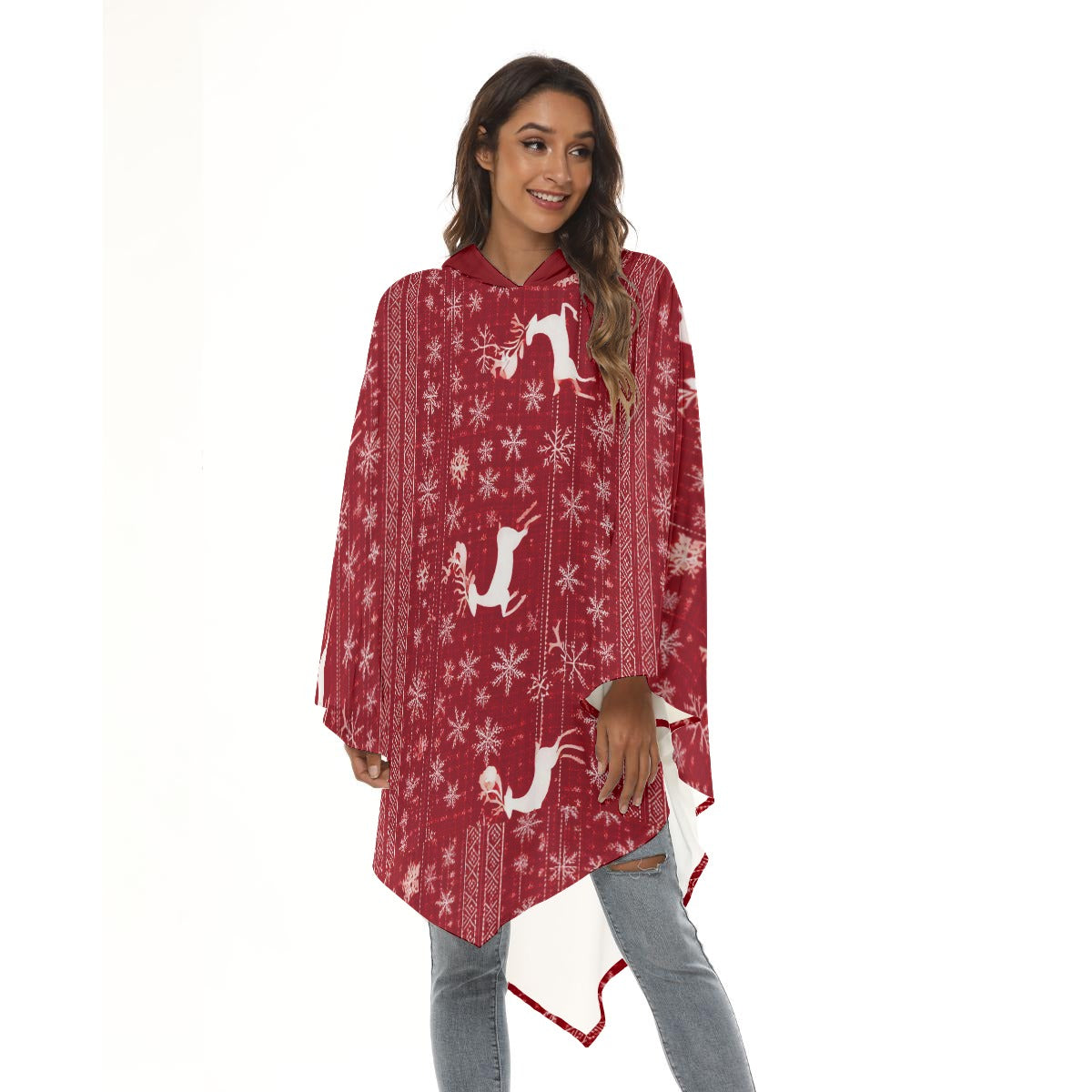 Christmas Cloak Top for Women. Christmas Red Party Poncho or Cape Top. From WickedYo