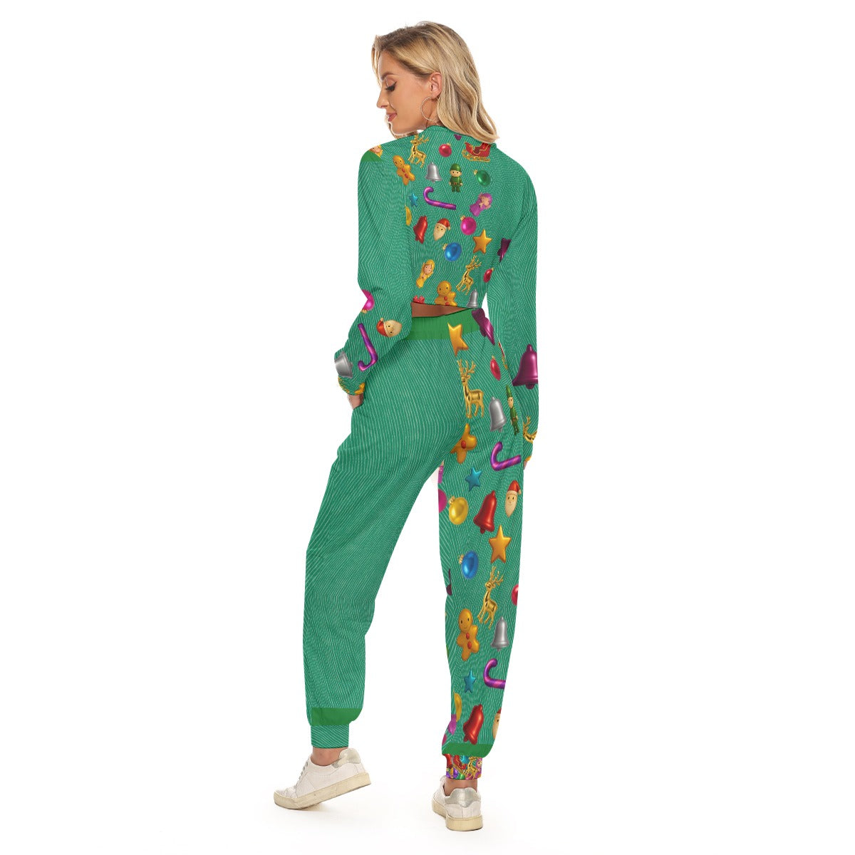 Women's Christmas Cropped Sweatshirt & Lounge Pants . X'mas Green Sweater Alternative by WickedYo.