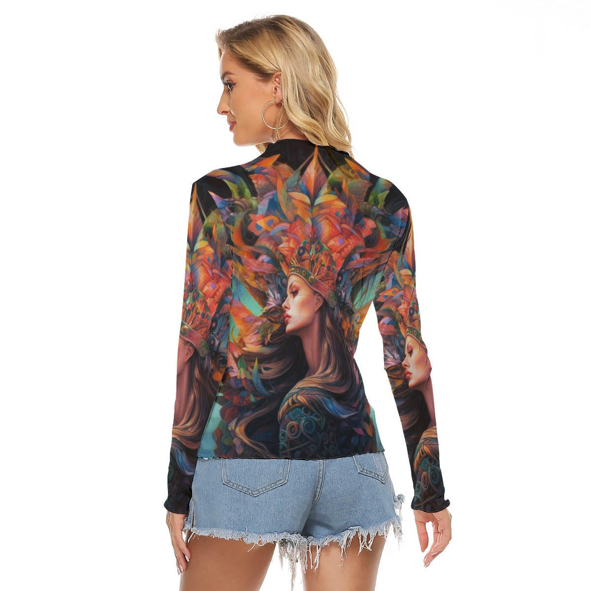 Streetwear Women's Mesh T-shirt. Party shirt. Long sleeved shirt. WickedYo.3