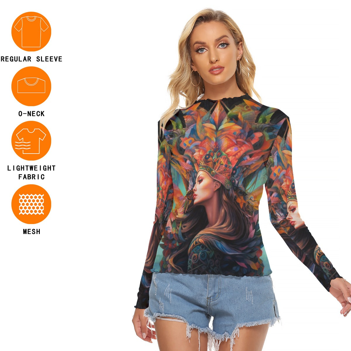 Streetwear Women's Mesh T-shirt. Party shirt. Long sleeved shirt. WickedYo.4