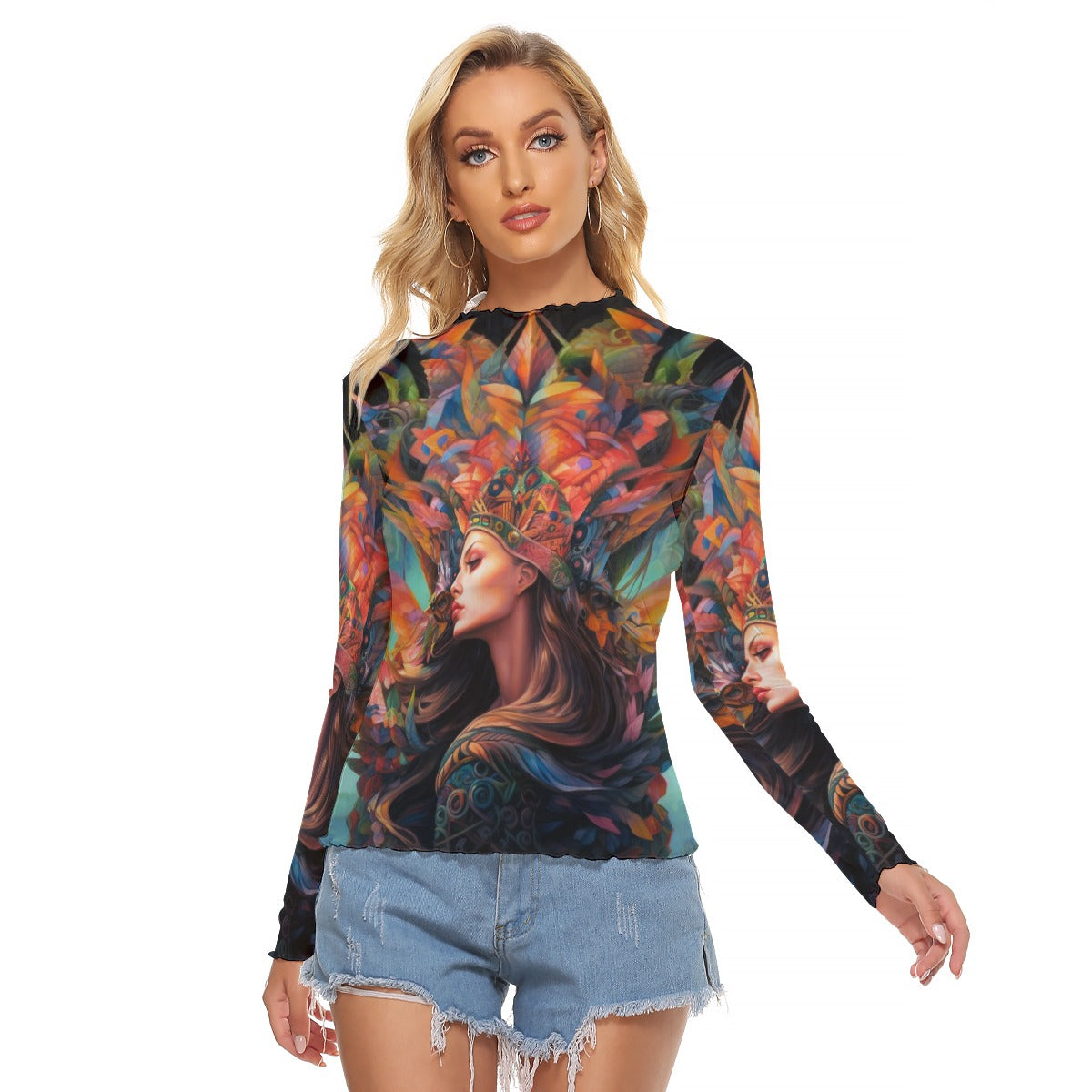 Streetwear Women's Mesh T-shirt. Party shirt. Long sleeved shirt. WickedYo.