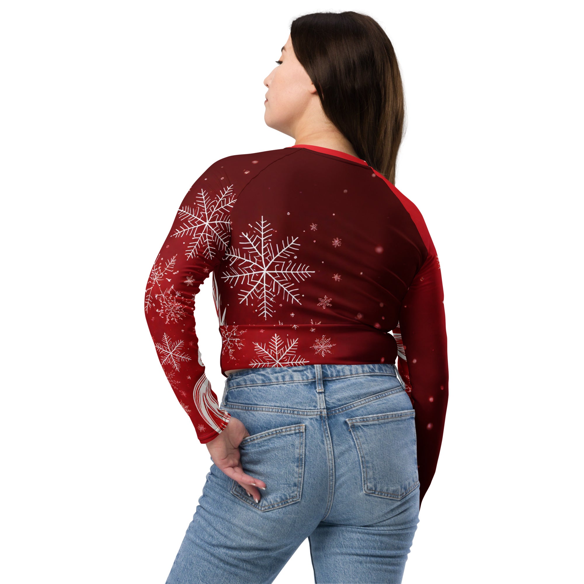 Red & White Christmas Wear Cropped Top. Holiday Colors Cropped Sweater like Partywear or Streetwear.  WickedYo.