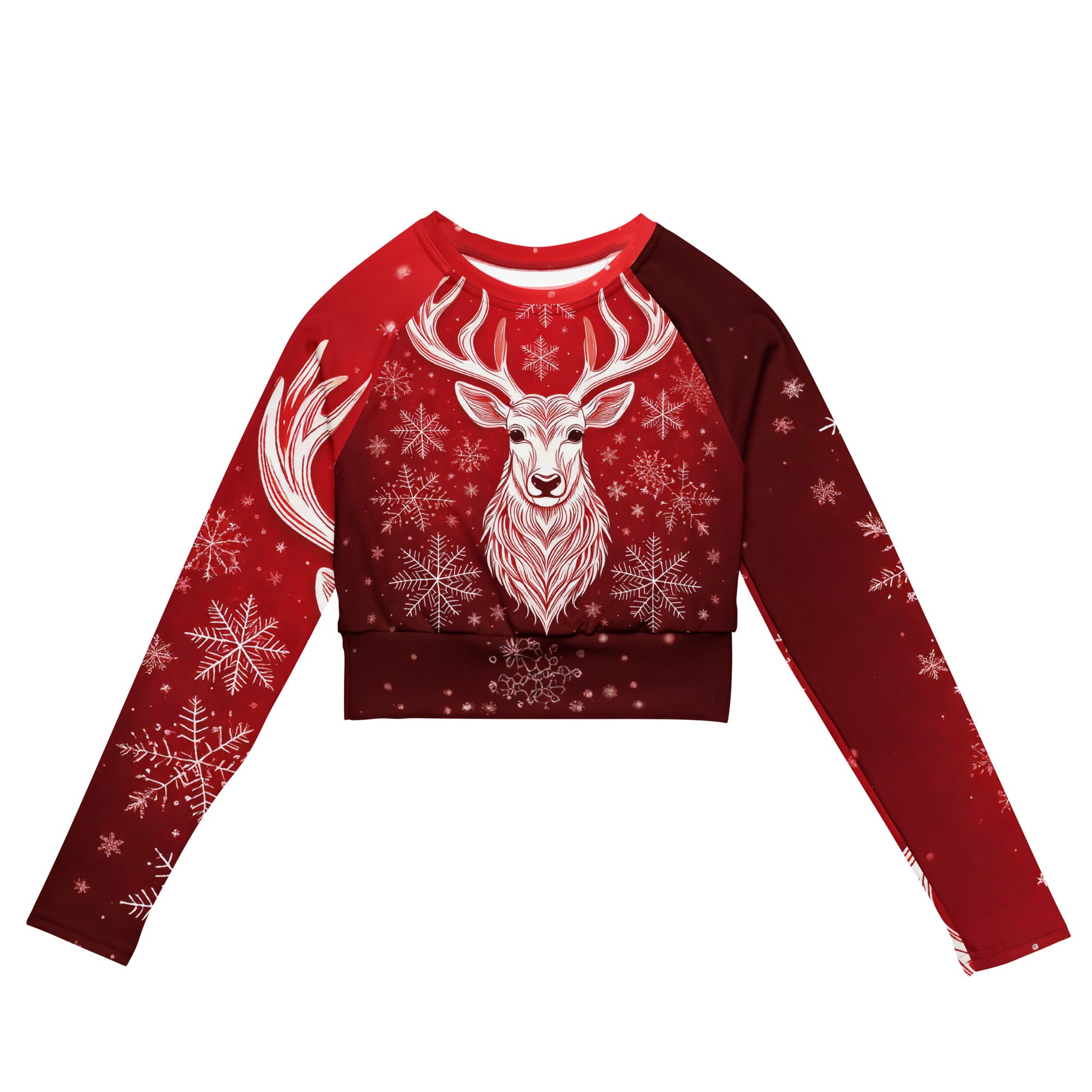 Red & White Christmas Wear Cropped Top. Holiday Colors Cropped Sweater like Partywear or Streetwear.  WickedYo.