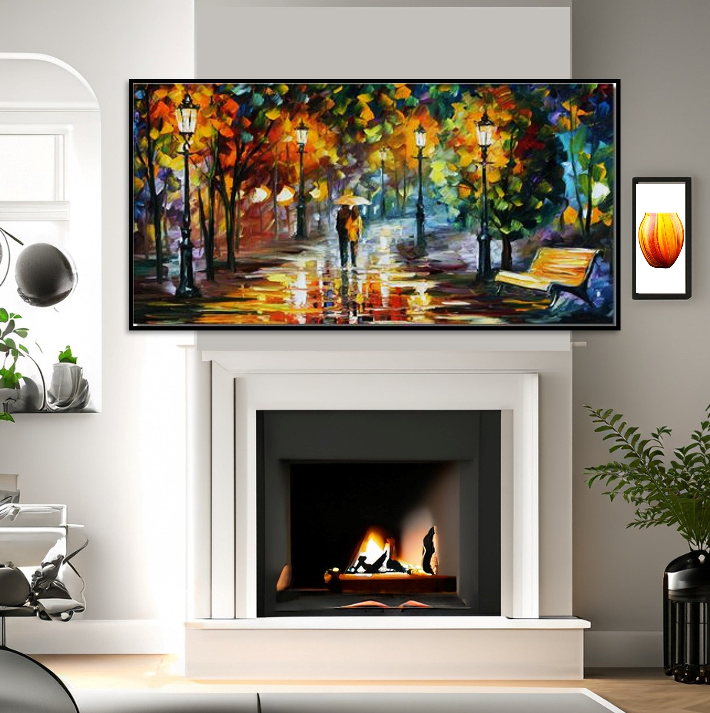 bedroom-oil-painting-home-decor-canvas-wall-art-canvas-street-rainy-evening-wickedyo1269fireplacecu2