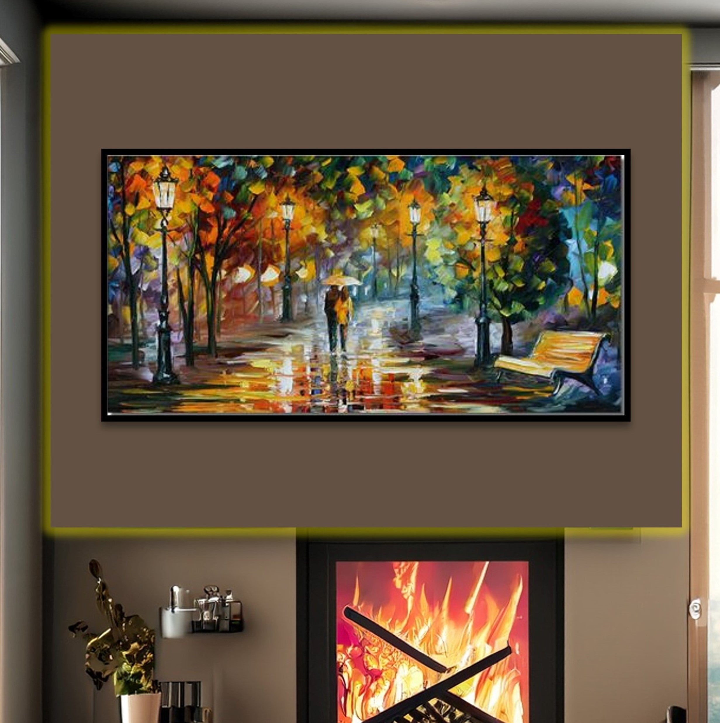 bedroom-oil-painting-home-decor-canvas-wall-art-canvas-street-rainy-evening-wickedyo1269fireplaceecu