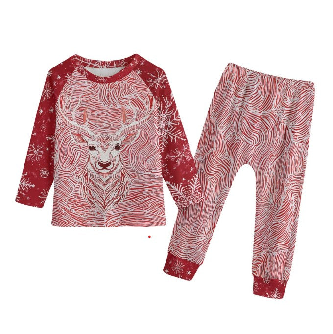 Matching Christmas Family Pajamas or Sweaters. Unique Red & White Rippled Reindeer Design for Parents & Kids. WickedYo.