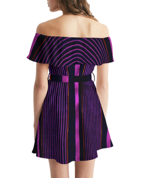 The Little Black Party Dress with a Twist. Off-Shoulder, Wedding Guest Dress. Peppermint by WickedYo.