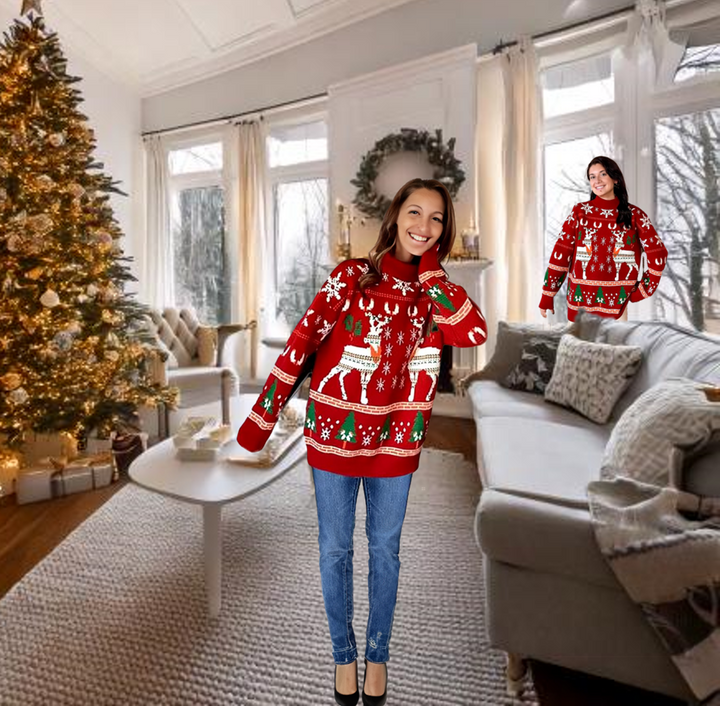 christmas-sweater-girls-women-loose-fitting-classic-red-reindeer-sweater-wickedyo 0