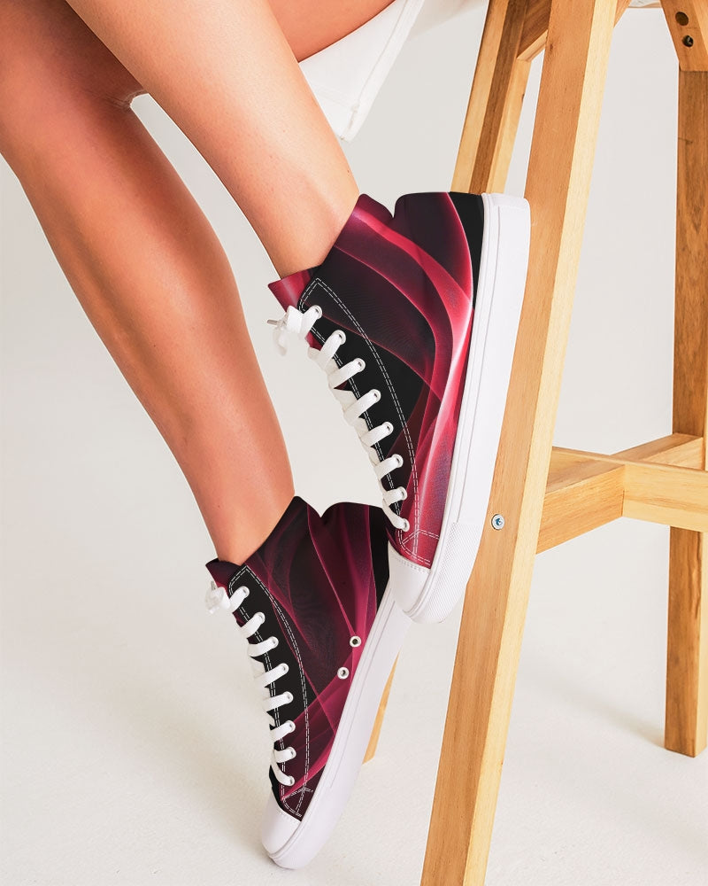Printed Sneakers for Girls. Hi-Tops Fashion Sneakers. Reddish Black Canvas Shoes. WickedYo.