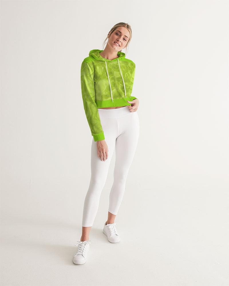Cropped Hoodie for Girls-Lime Neon Green. Brat Green Gym Top. Streetwear, Party Hoodie. WickedYo.