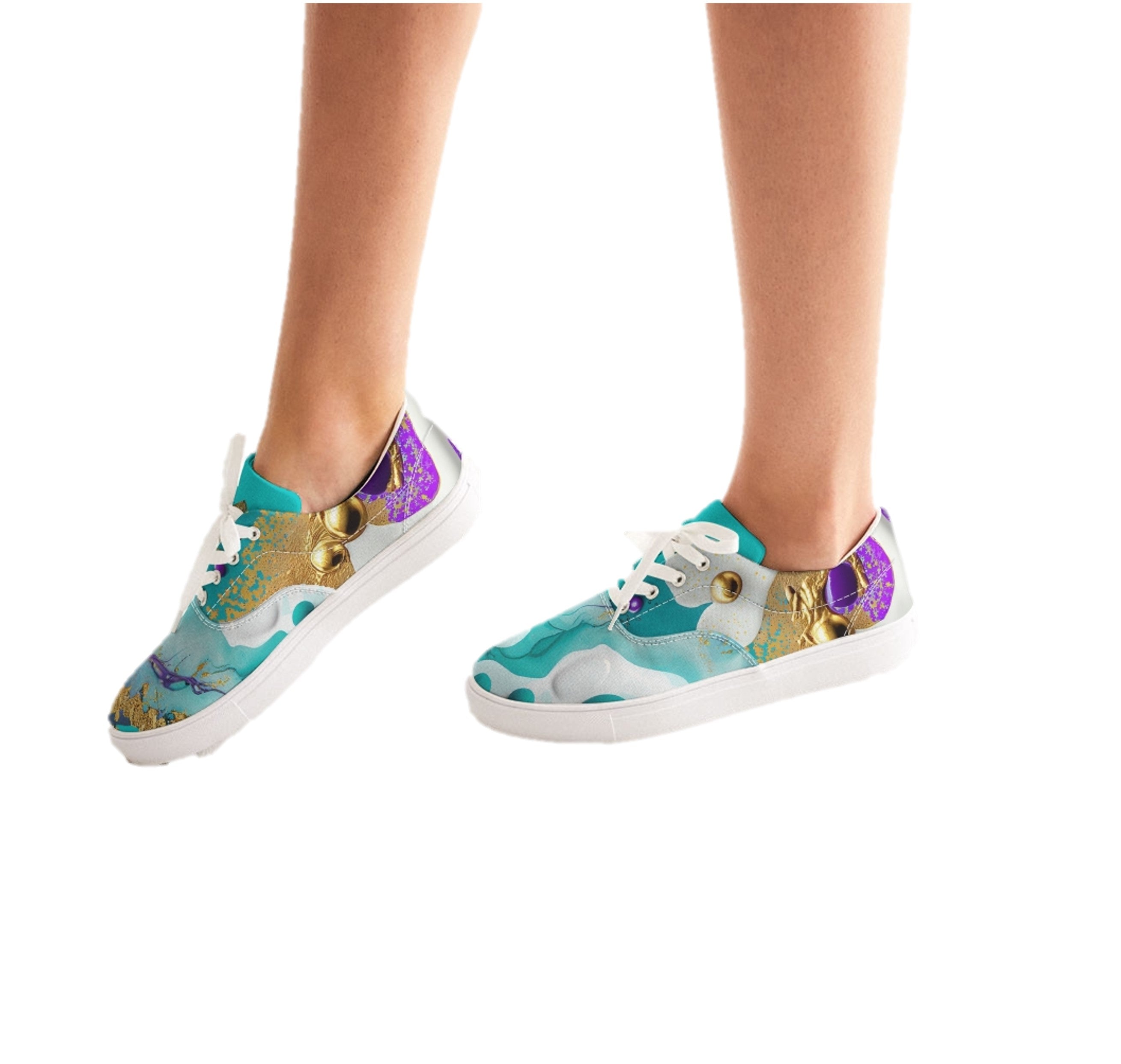 Low Top Custom Sneakers for Girls. "Artz" Casual Lace Up Printed Canvas Shoes for Women. WickedYo.