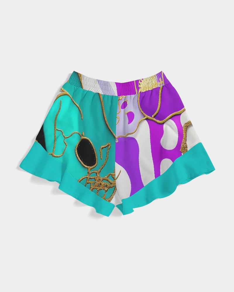 Teal Green Girls' Ruffle Shorts. Jogger Shorts or Dance Shorts