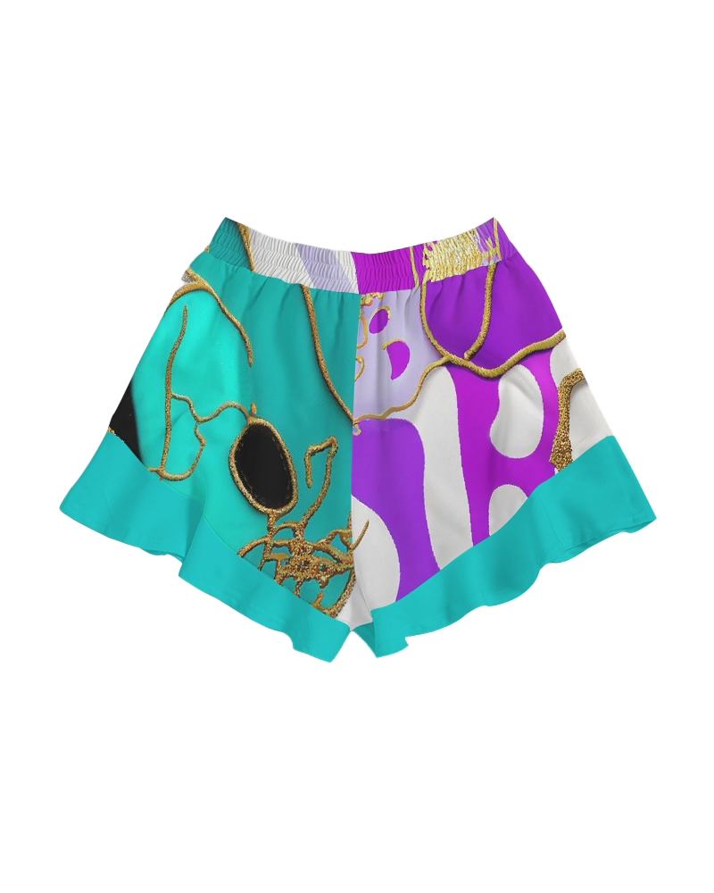 Teal Green Girls' Ruffle Shorts. Jogger Shorts or Dance Shorts. Streetwear. Activewear. Artz by WickedYo.