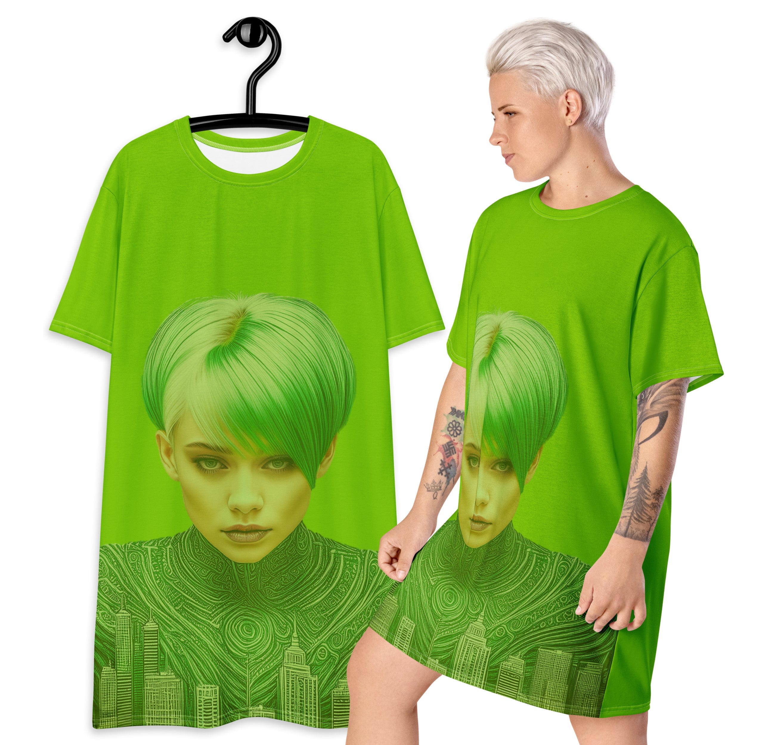 Lime Green T-Shirt Dress. Brat Green Party or Lounge T-Shirt Dress. St –  WickedYo