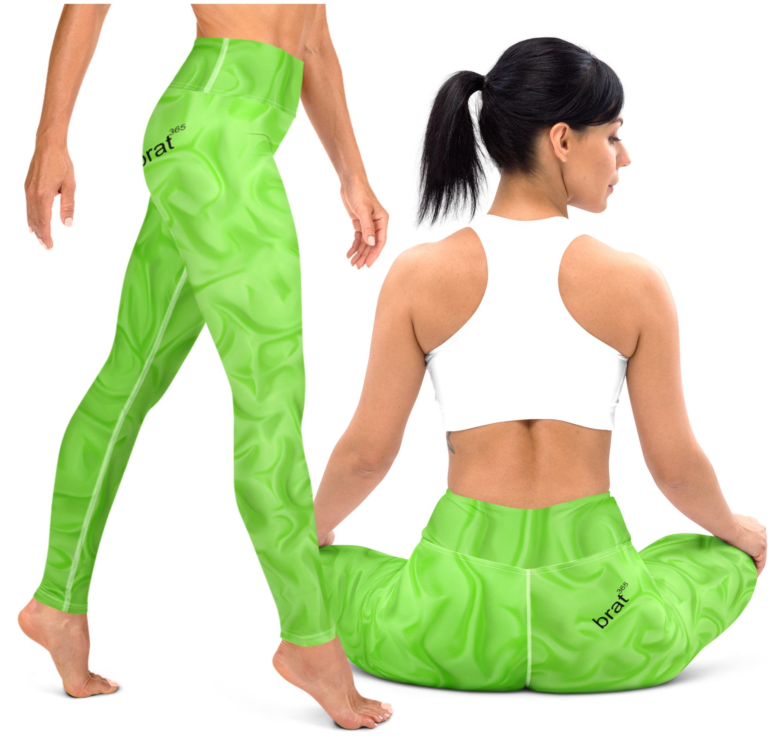 Lime Green Dance leggings. Gym or Workout High Waist Leggings. Yoga Pa WickedYo