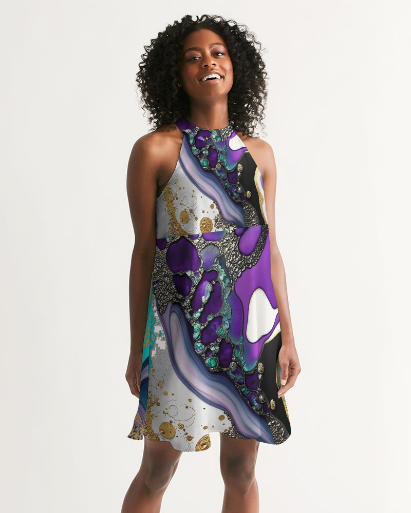 Outdoor Party Dress. Artistic Chiffon Halter Dress. Artz by WickedYo. multi-color / S Outdoor Party Dress. Artistic Chiffon Halter Dress. Artz by WickedYo. multi-color / S