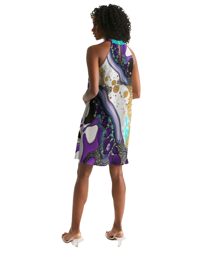 Outdoor Party Dress. Artistic Chiffon Halter Dress. Artz by WickedYo.