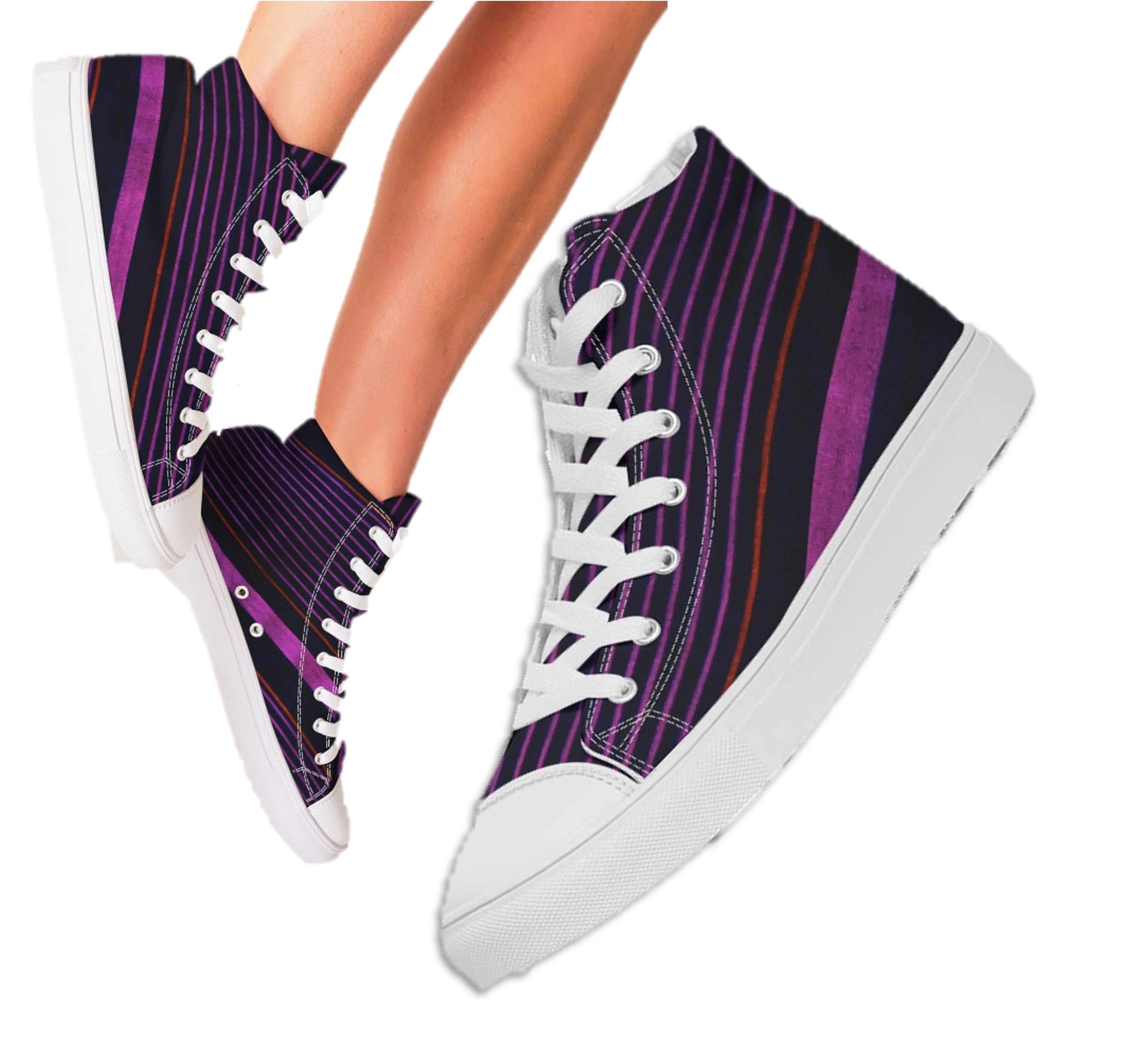 Girls' High Top Fashion Sneakers. Black & Purple Dance Sneakers. Women' s Fashion Keds. WickedYo