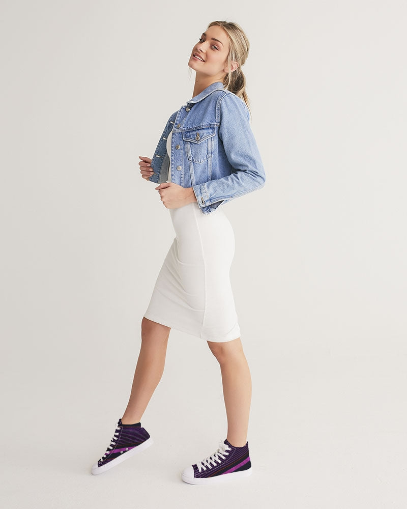 Girls' High Top Fashion Sneakers. Black & Purple Dance Sneakers. Women' s Fashion Keds. WickedYo