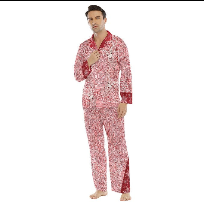 Matching Christmas Family Pajamas or Sweaters. Unique Red & White Rippled Reindeer Design for Parents & Kids. WickedYo.