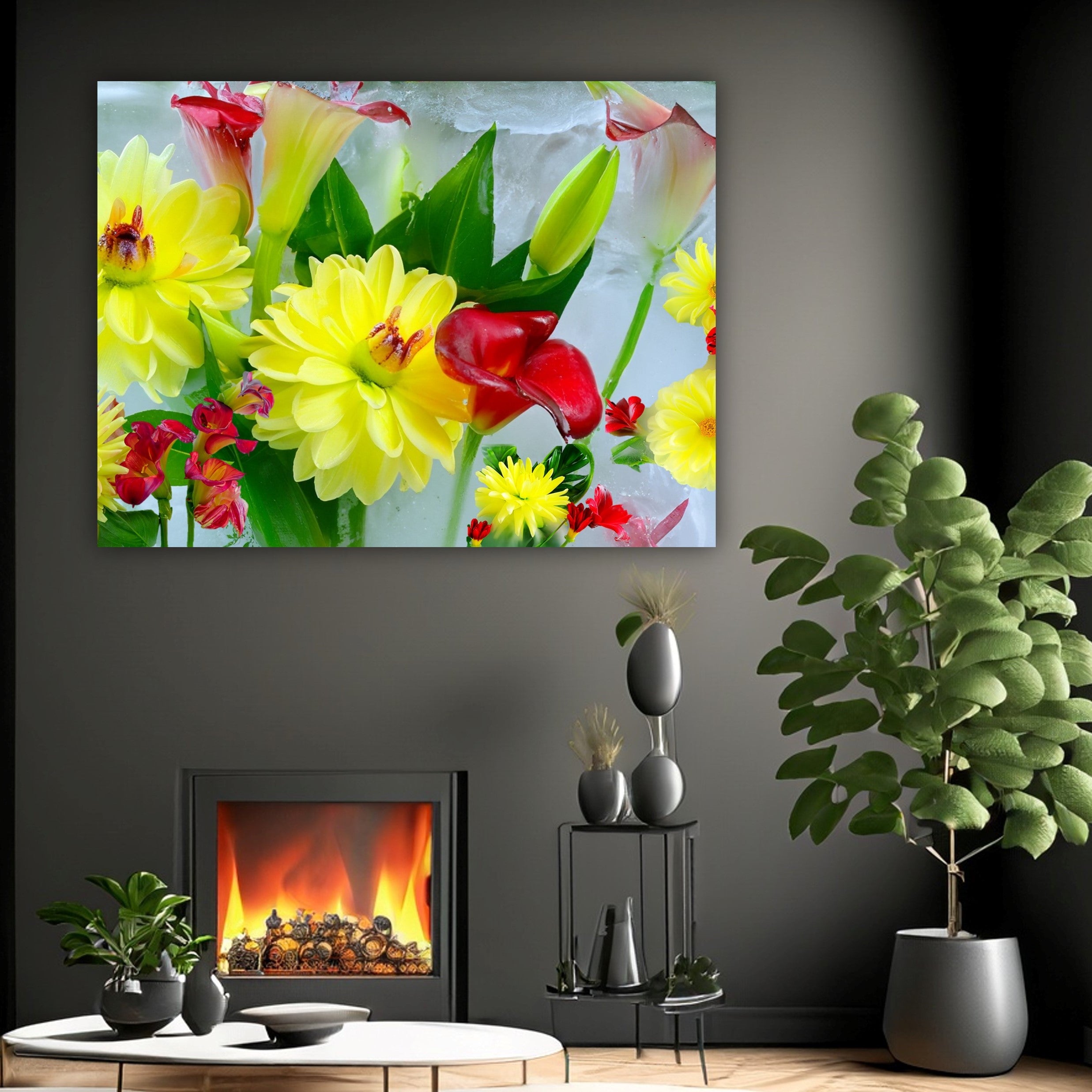 Living Room Nature Wall Art- Flower Photo Canvas. "IcySpring" Art. WickedYo