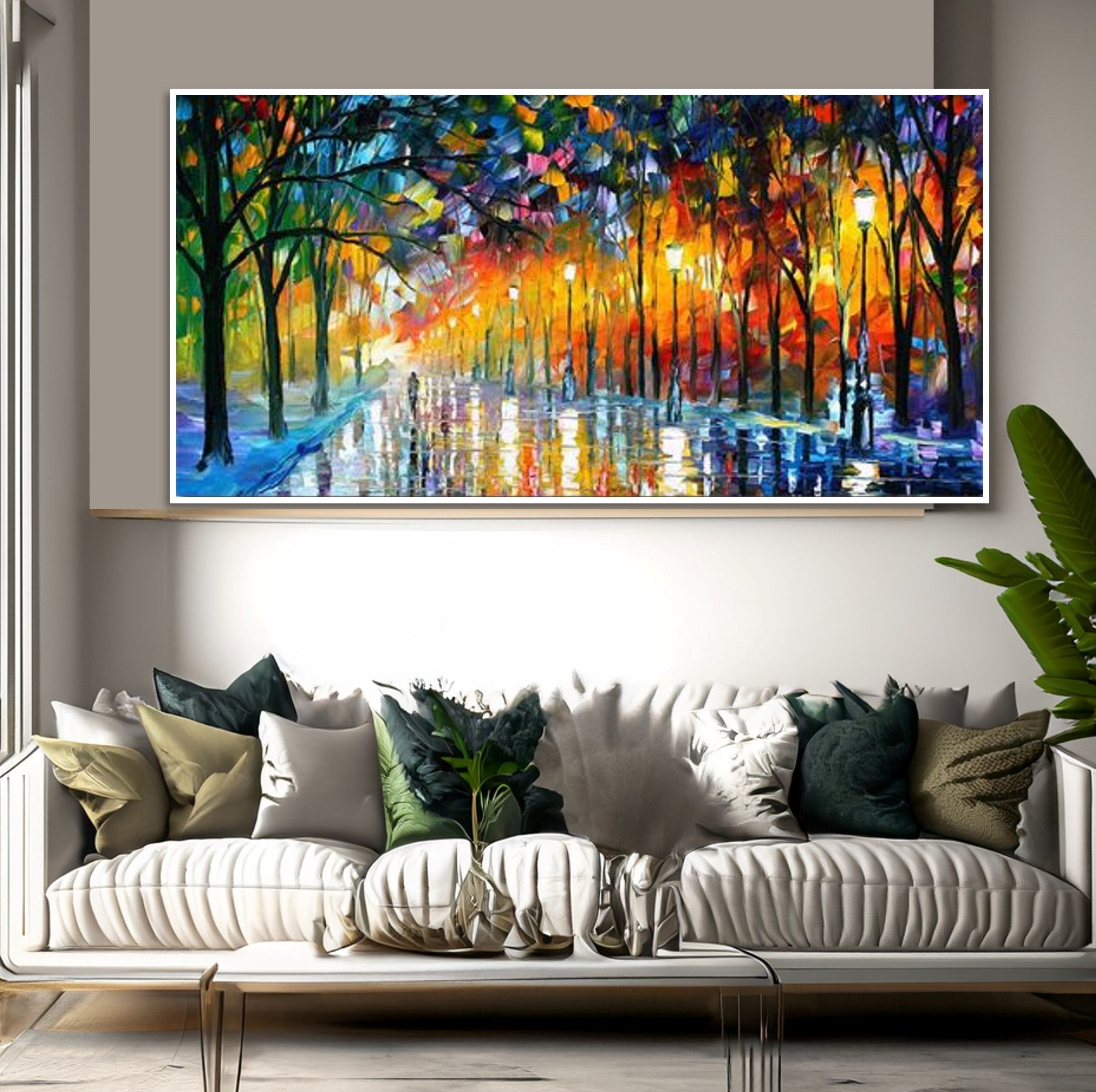 oil-painting-home-decor-canvas-wall-art-canvas-street-rainy-evening-wickedyo1278liv-room 4