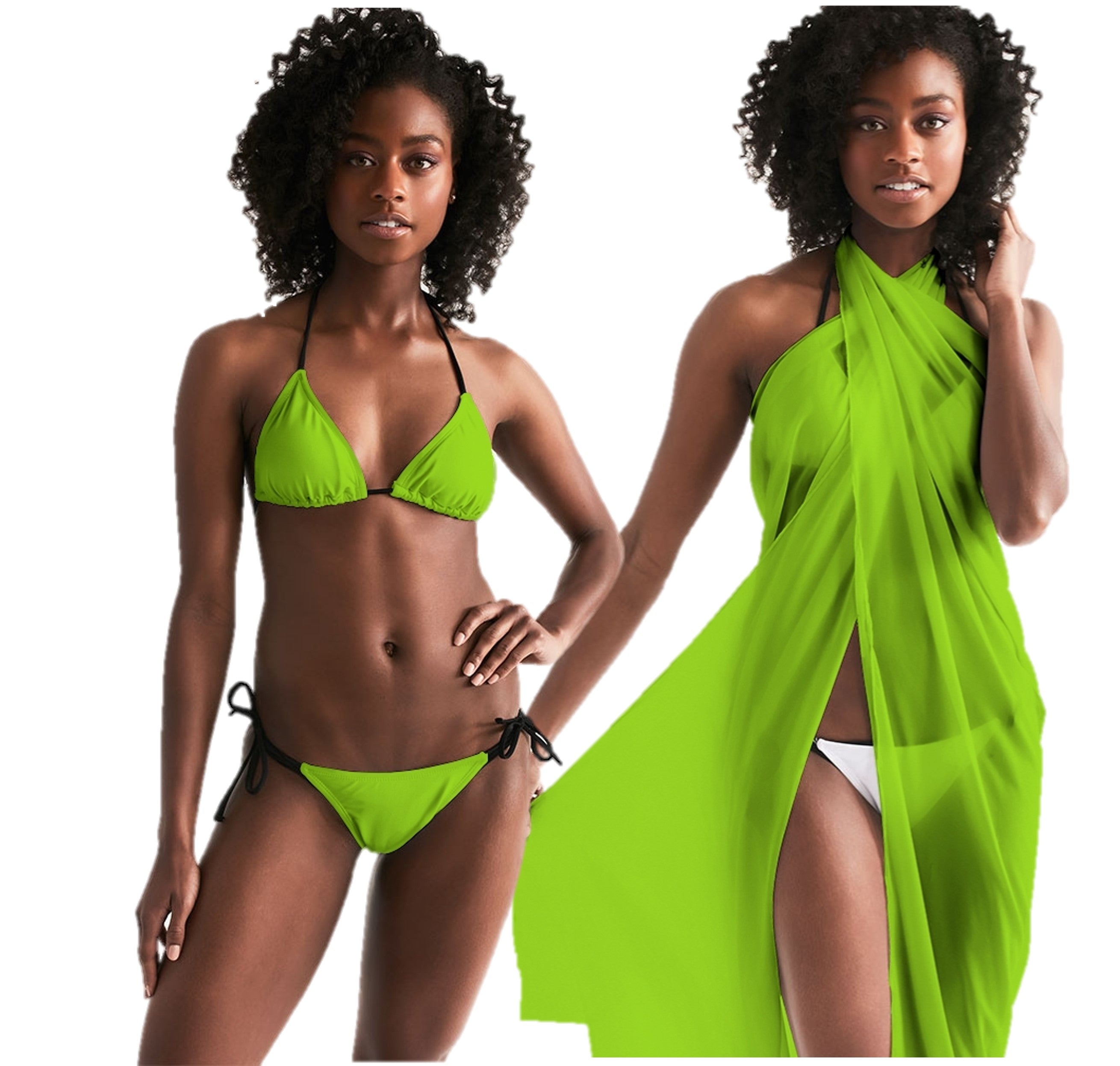 Lime Green Bikini. Brat Green Triangle String Bikini. Lime Green Swims WickedYo