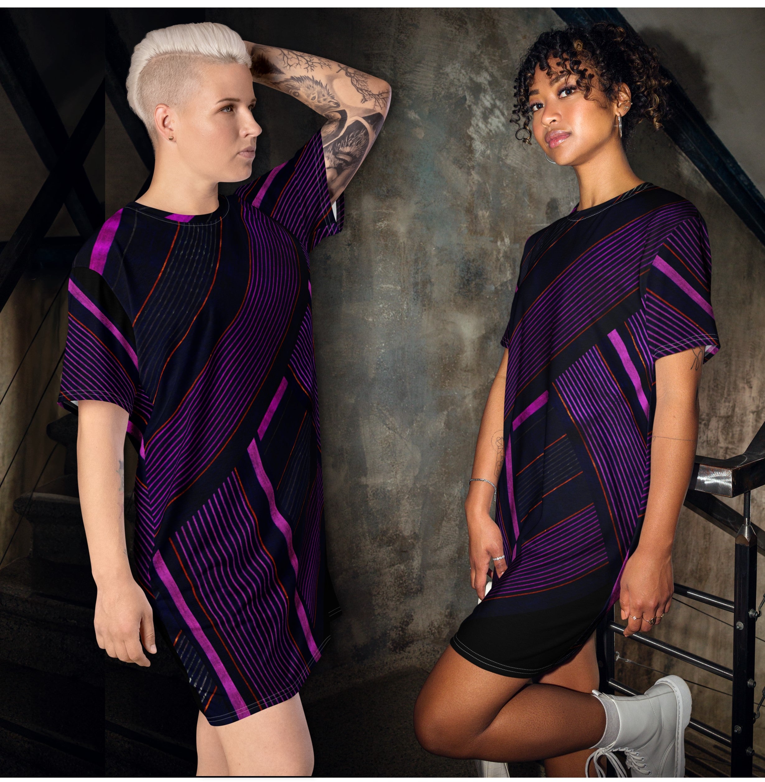 dark purple t shirt dress Back To Basics T-Shirt Dress In Dark Purple Cuves