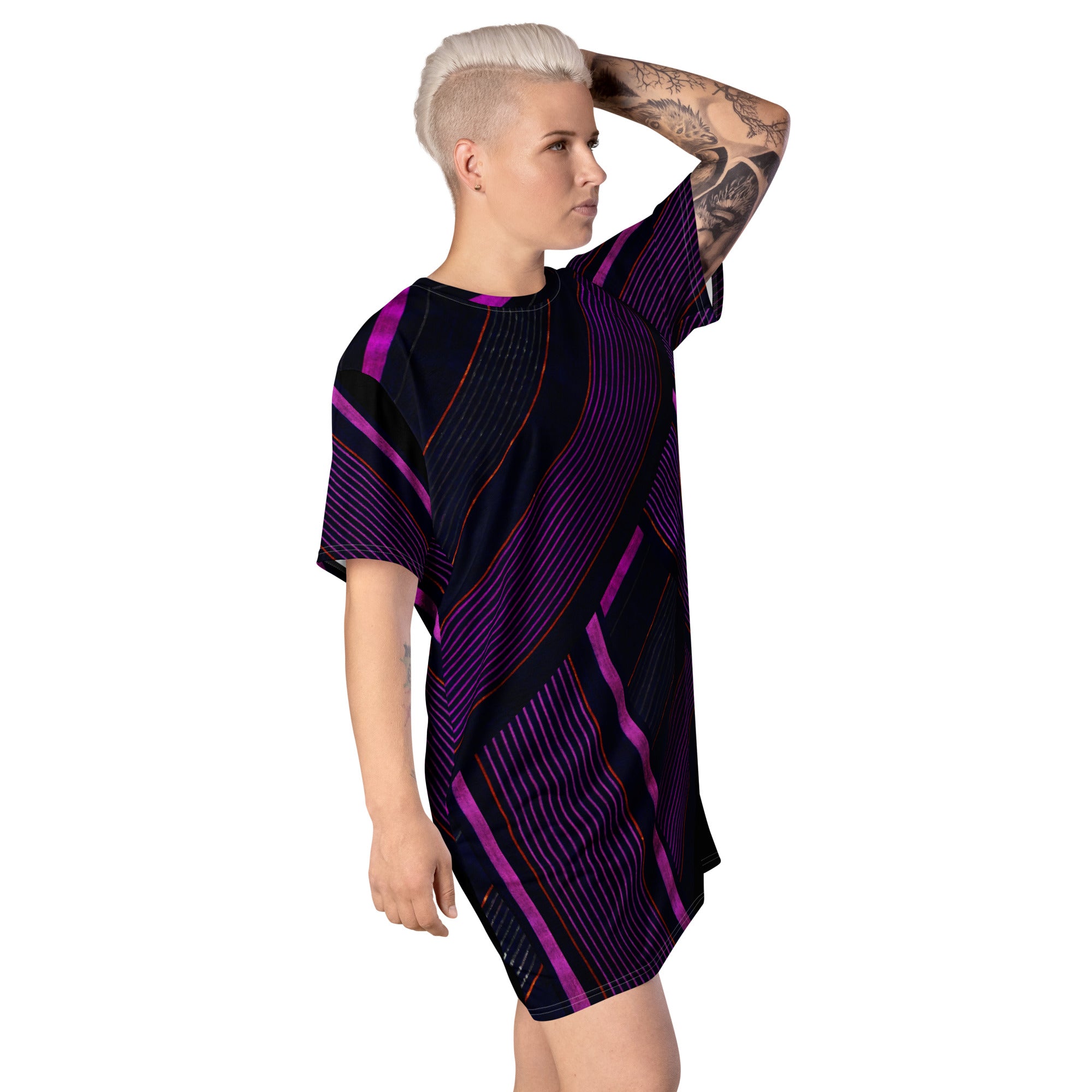 Black & Purple T-Shirt Dress. Street, Party or Lounge T-Shirt Dress. Streetstyle Dressing. WickedYo. 3XL