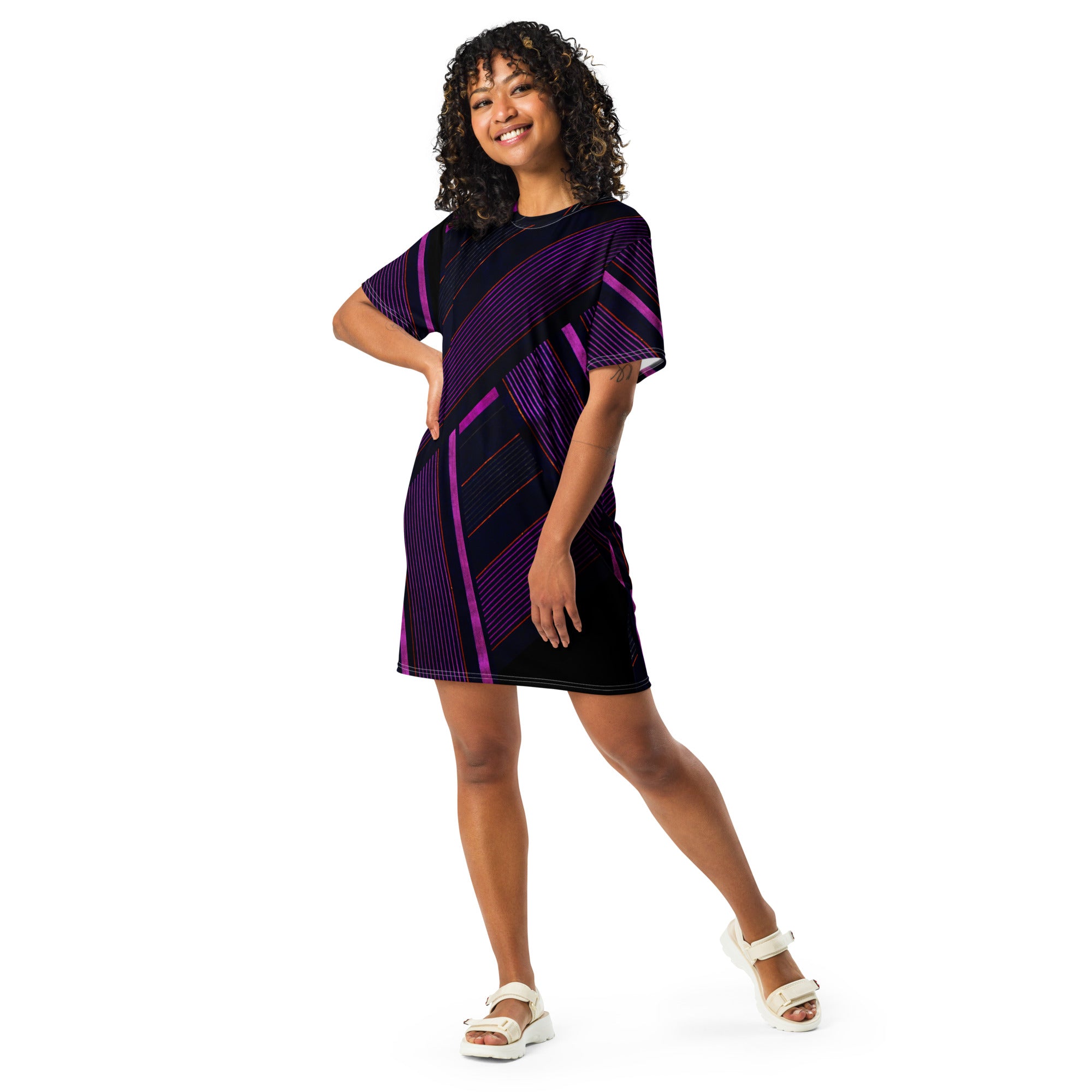Black & Purple T-Shirt Dress. Street, Party or Lounge T-Shirt Dress. Streetstyle Dressing. WickedYo. 3XL