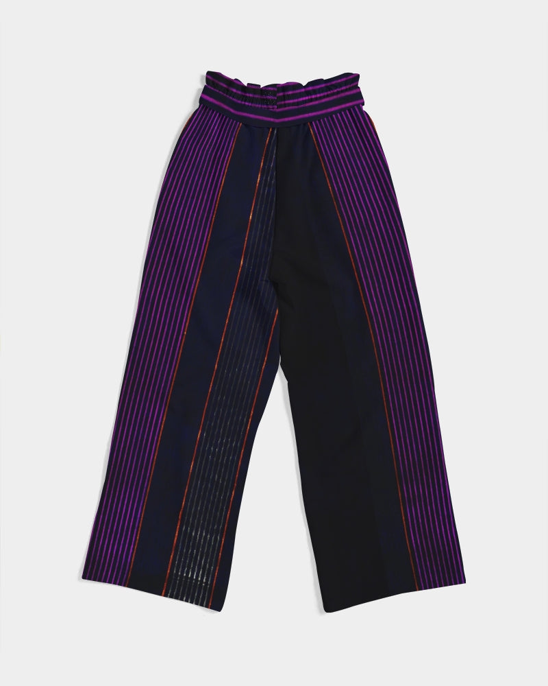 High Rise Wide Leg Pants. Black & Purple Pin striped Street Wear. Party Wear Pants for Women. Peppermint by WickedYo.
