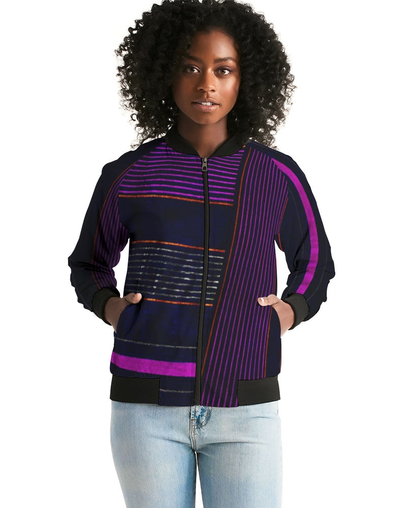 Bomber Jacket for Girls. Black & Purple Workout Cover.  Full Zipper Jacket. Streetwear. Peppermint by WickedYo.