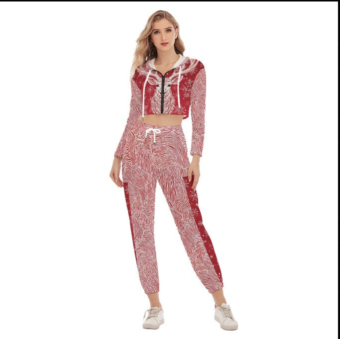 Matching Christmas Family Pajamas or Sweaters. Unique Red & White Rippled Reindeer Design for Parents & Kids. WickedYo.