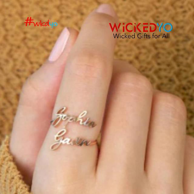 #mothersdaygiftidea Personalized Name Finger Ring- WickedYo
