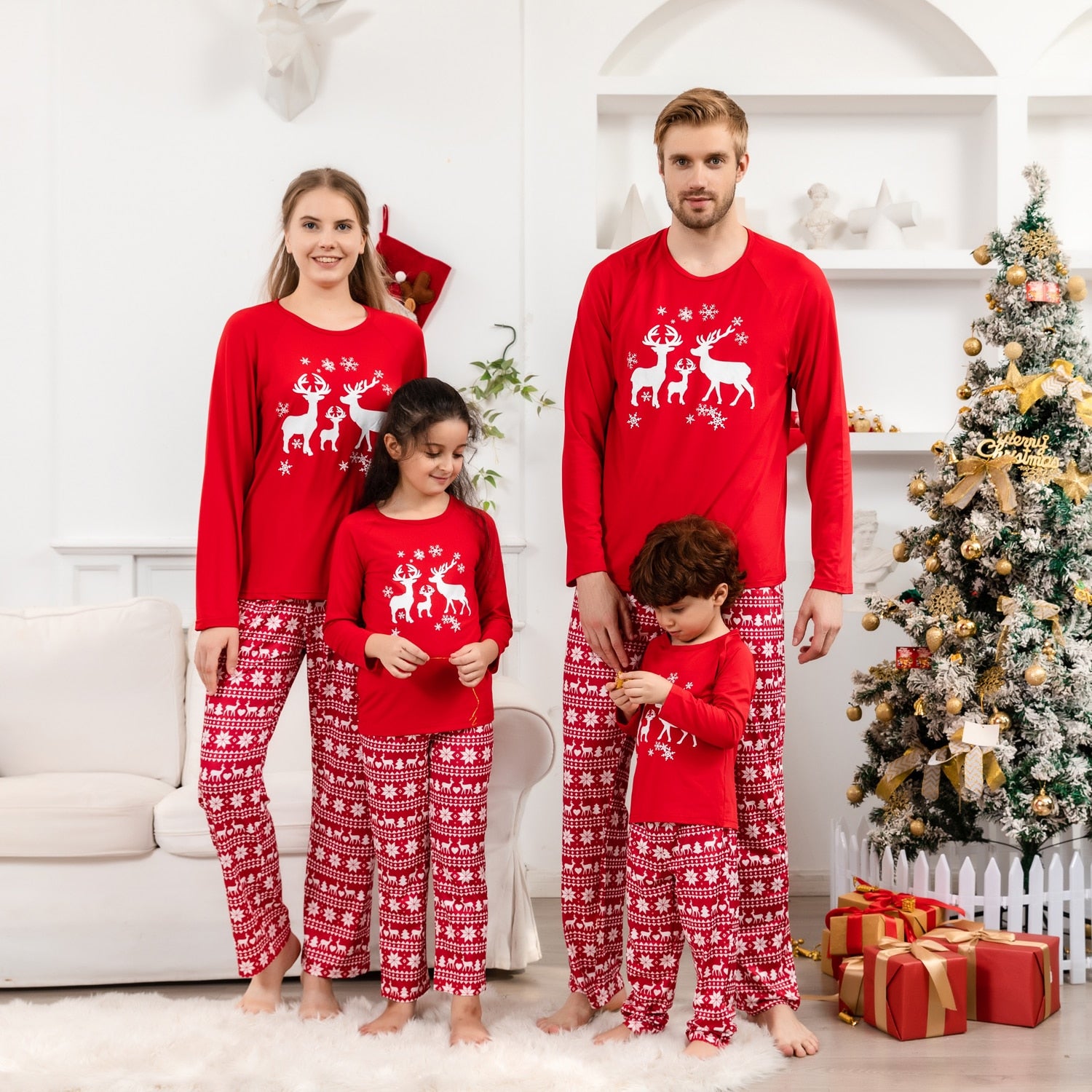 Red and white family best sale christmas pajamas