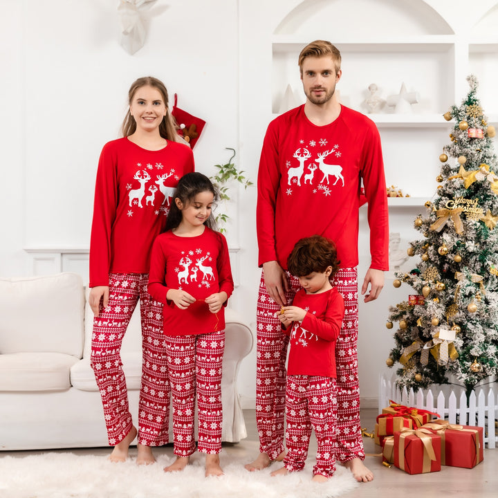 Matching Family Christmas Pajamas- Red and White Reindeer. Family Christmas PJs. WickedYo