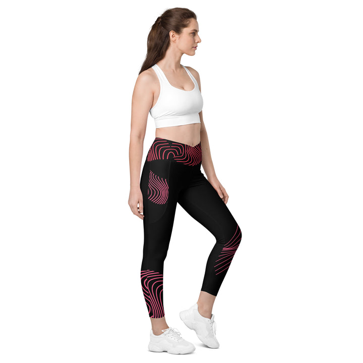 workout-leggings-black-with-pockets-crossover-waist-viva-magenta-yoga-pants-ripplefx-wickedyo 4