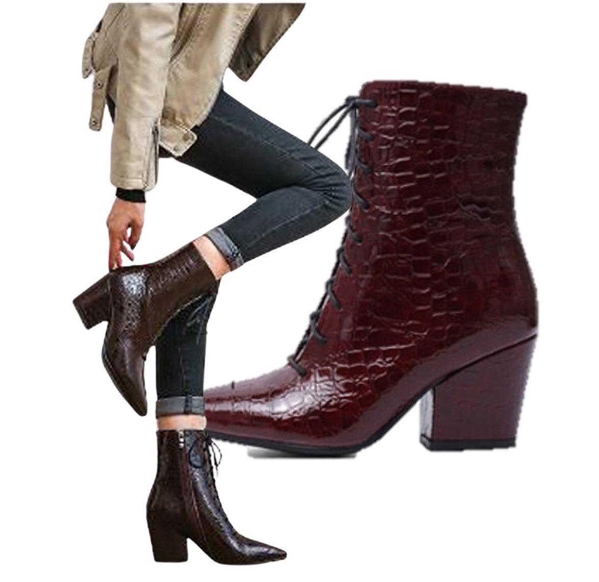 Chelsea Women's Boot. Ankle length Winter Shoe. Crocodile Print. WickedYo