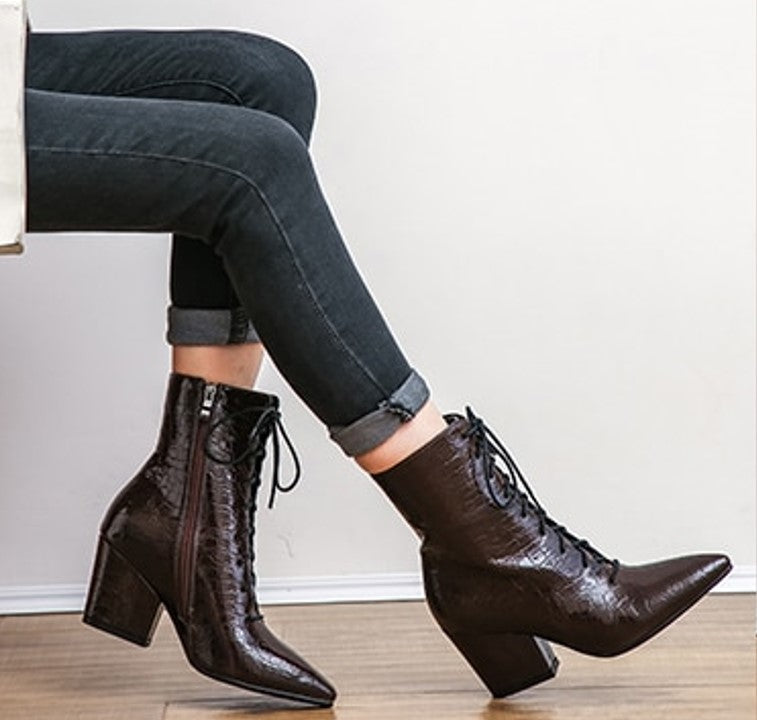 Chelsea Women's Boot. Ankle length Winter Shoe. Crocodile Print. WickedYo