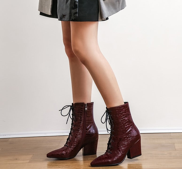 Chelsea Women's Boot. Ankle length Winter Shoe. Crocodile Print. WickedYo