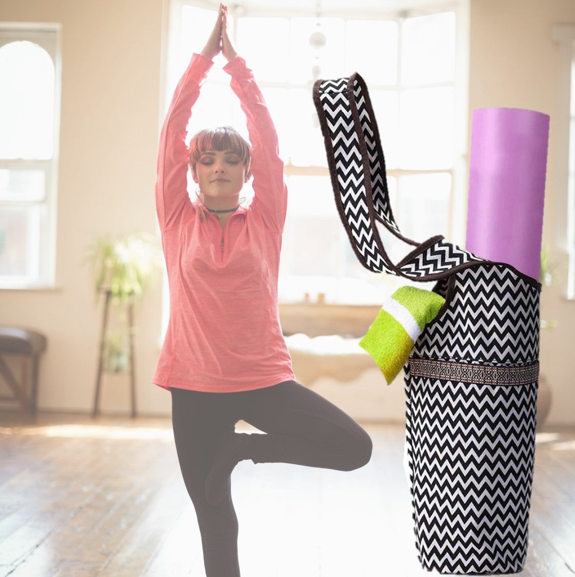 Gift for Yoga Lovers: Yoga Mat Bag. Women's all-in-one shoulder bag. WickedYo.