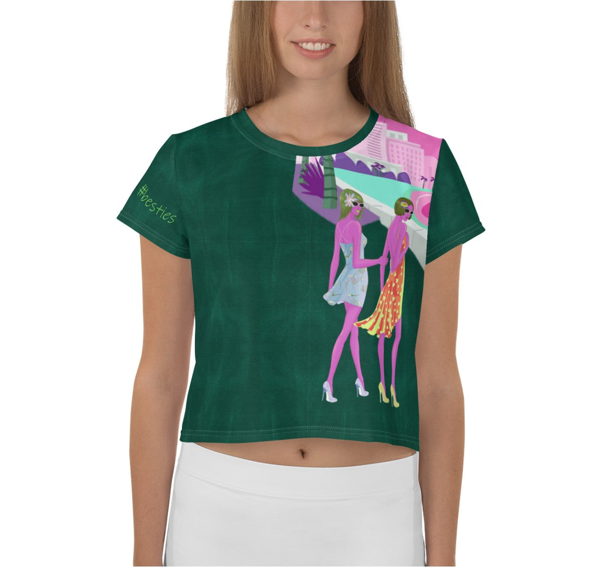 besties-graphic-tee-crop-top-green-wickedyo 3 hastag-art-wkdart