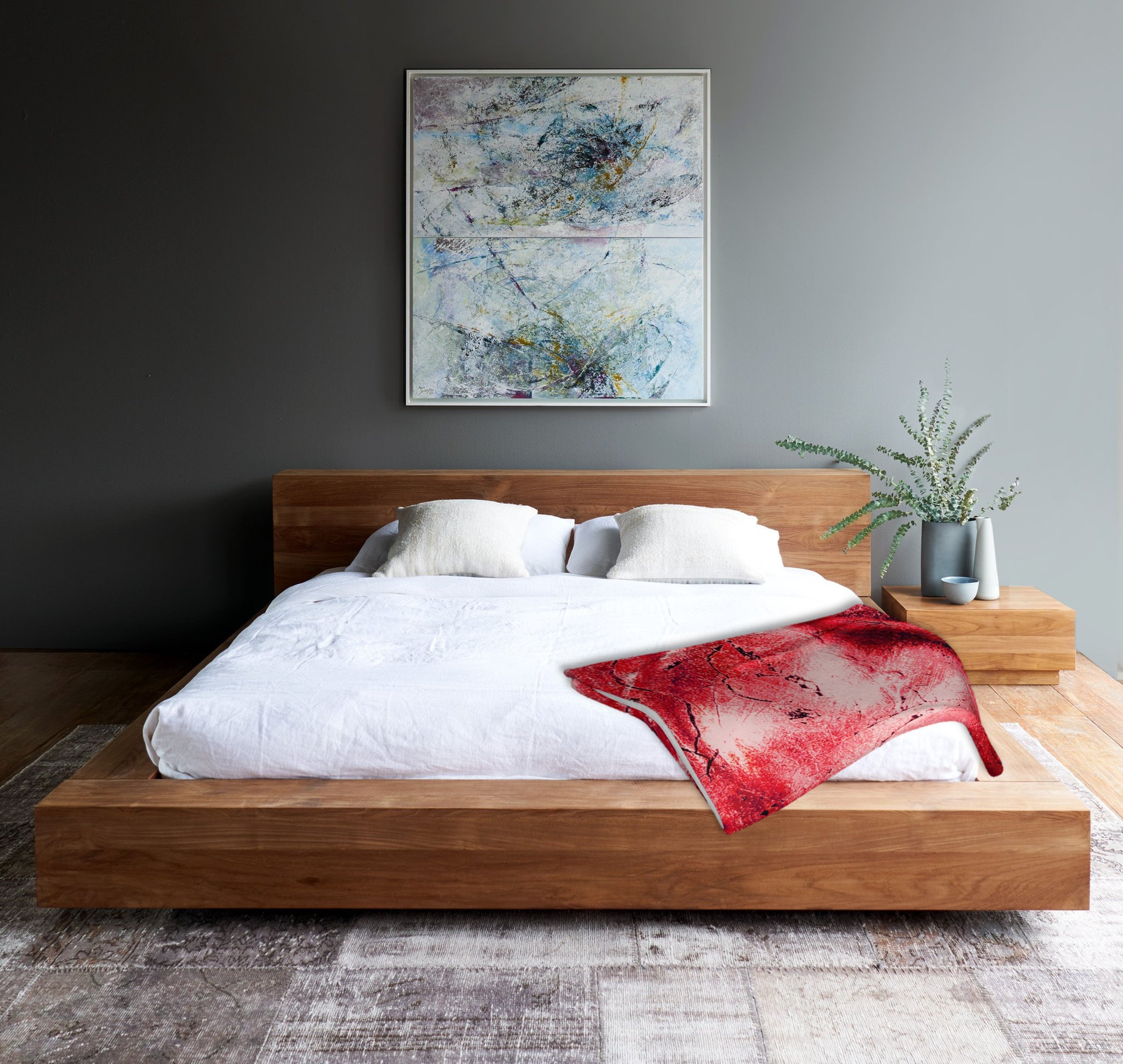 Christmas Gift- Sofa Throw. Holiday Decor. Red & White Throw Blanket. WickedYo.