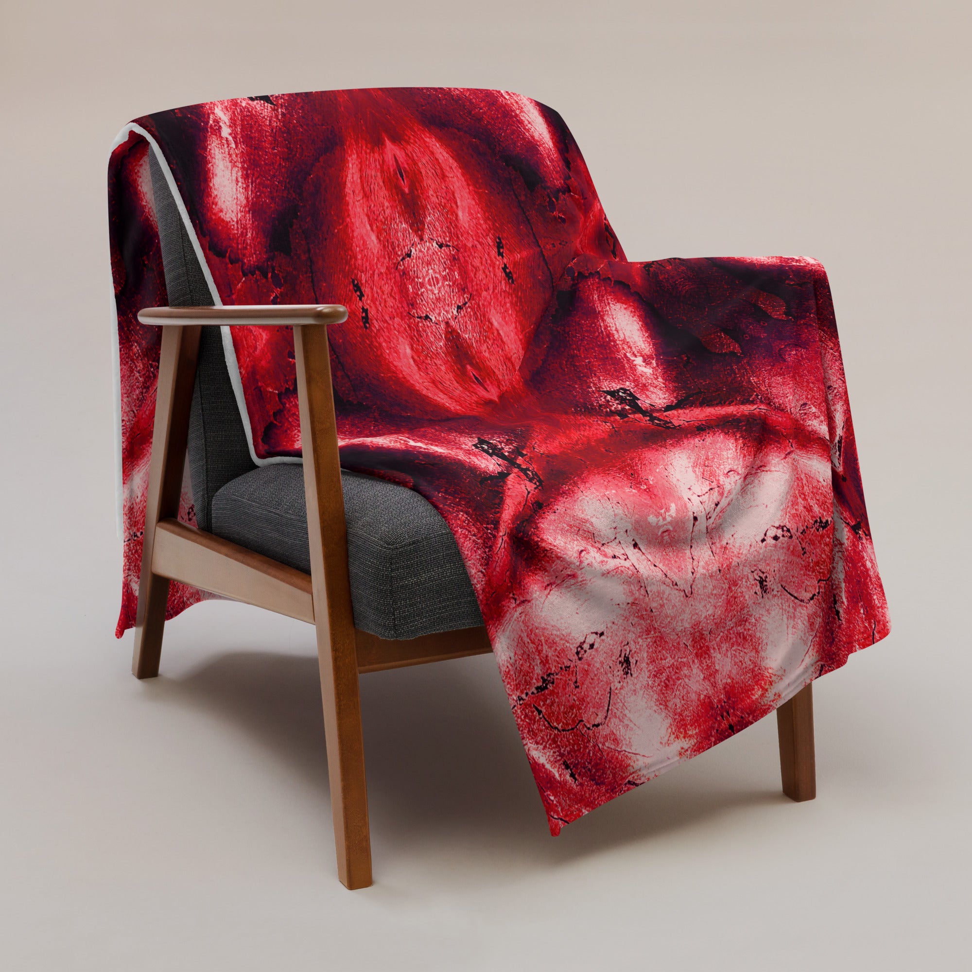 Christmas Gift- Sofa Throw. Holiday Decor. Red & White Throw Blanket. WickedYo.